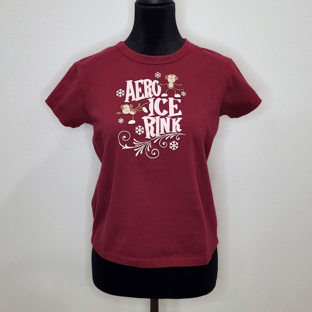 Aeropostale Dark Maroon Graphic T-Shirt